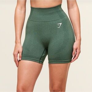 Gymshark Vital High-Waisted Athletic Shorts Dark Green Marl